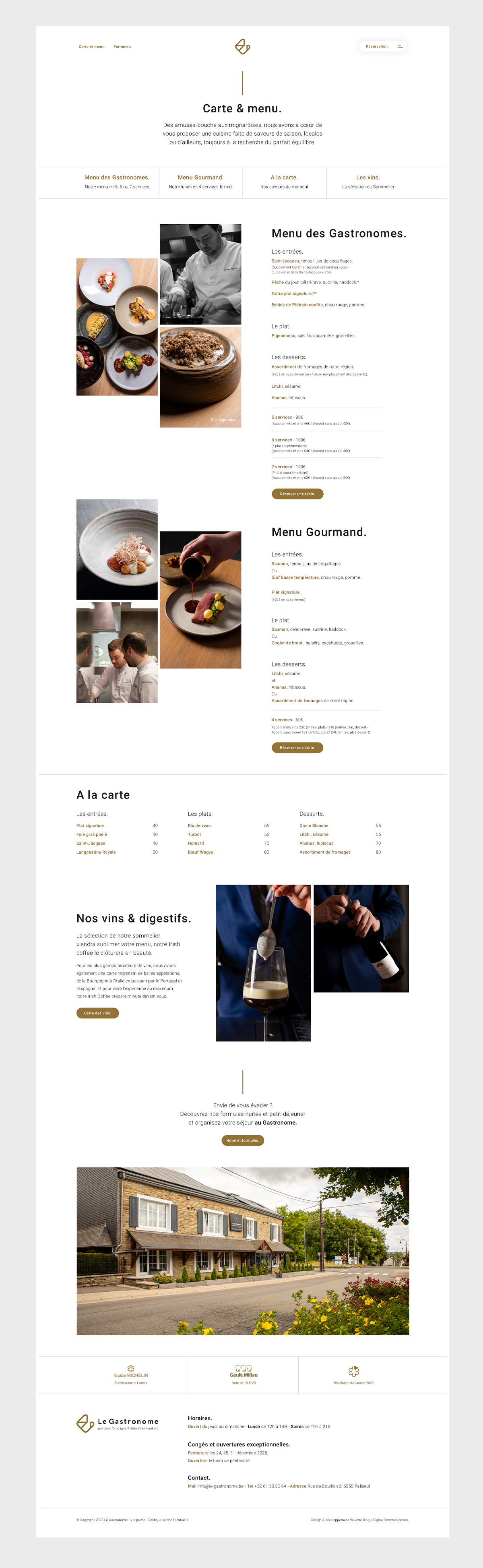 Le Gastronome, carte et menus
