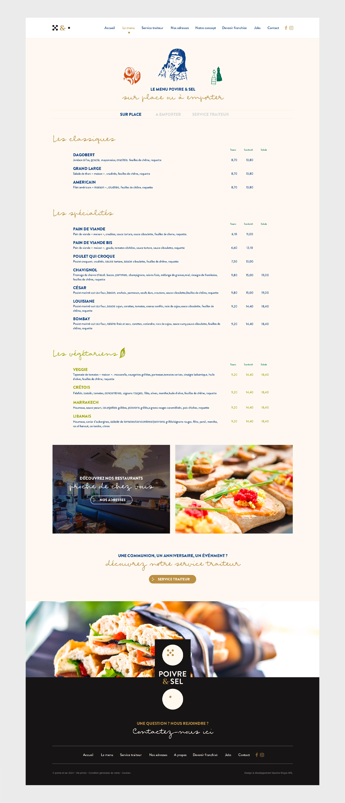 Poivre & sel, page menu carte